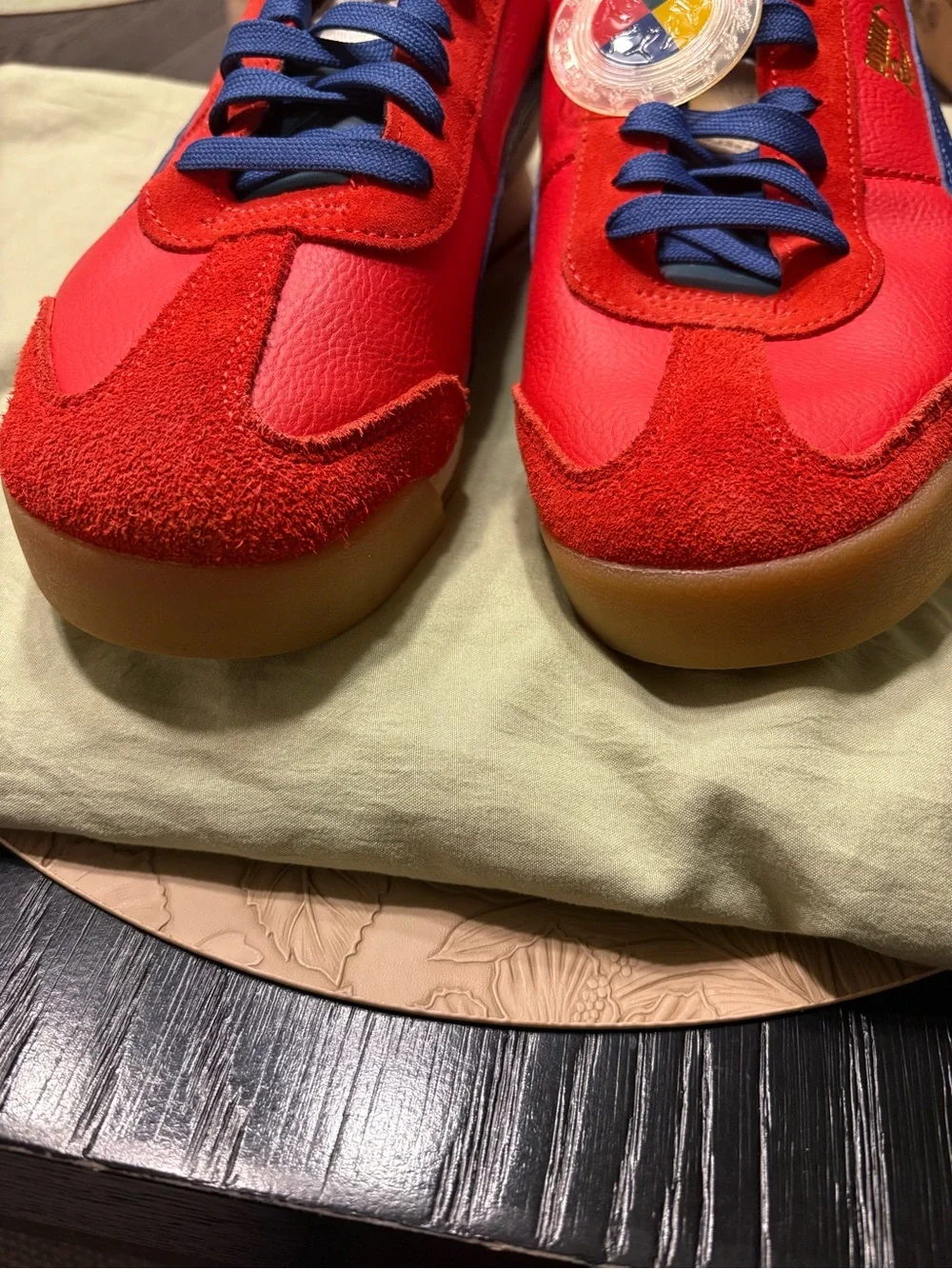 Puma Red Sneakers with Blue Formstripe and Yellow Lining
